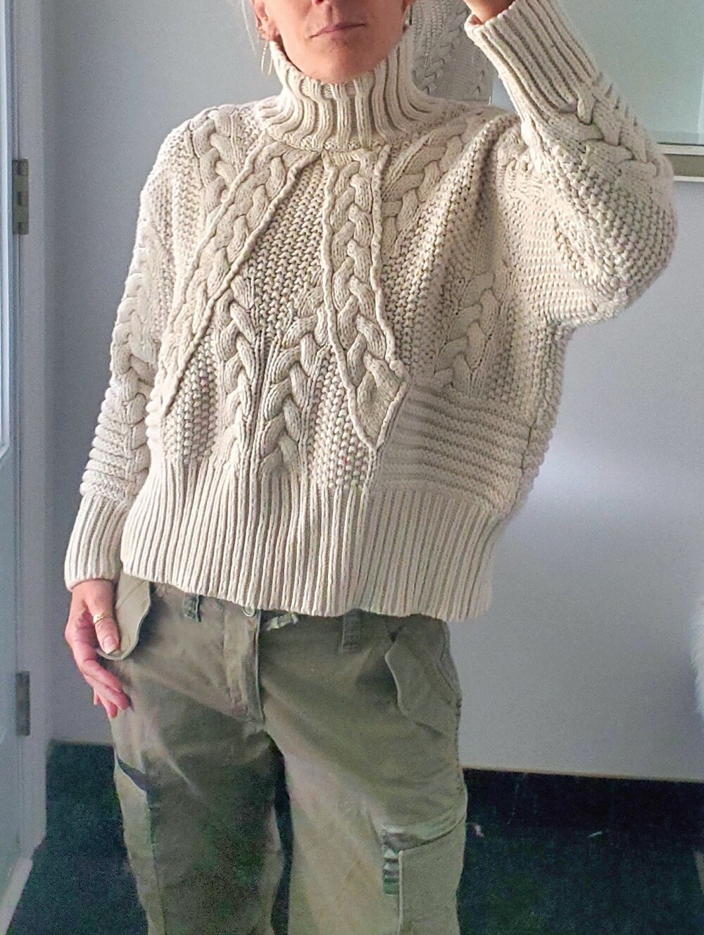 Zara Knit Cable knit Turtleneck Sweater Wool Blend